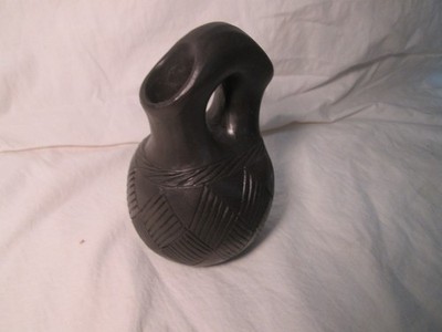 Nice Pottery Wedding Vase Signed Bigmeat Chusku NC 5''