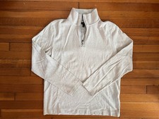 Banana Republic Sweater Men's L 100 Cotton Cream Ivory Quarter Zip Heavy Knit