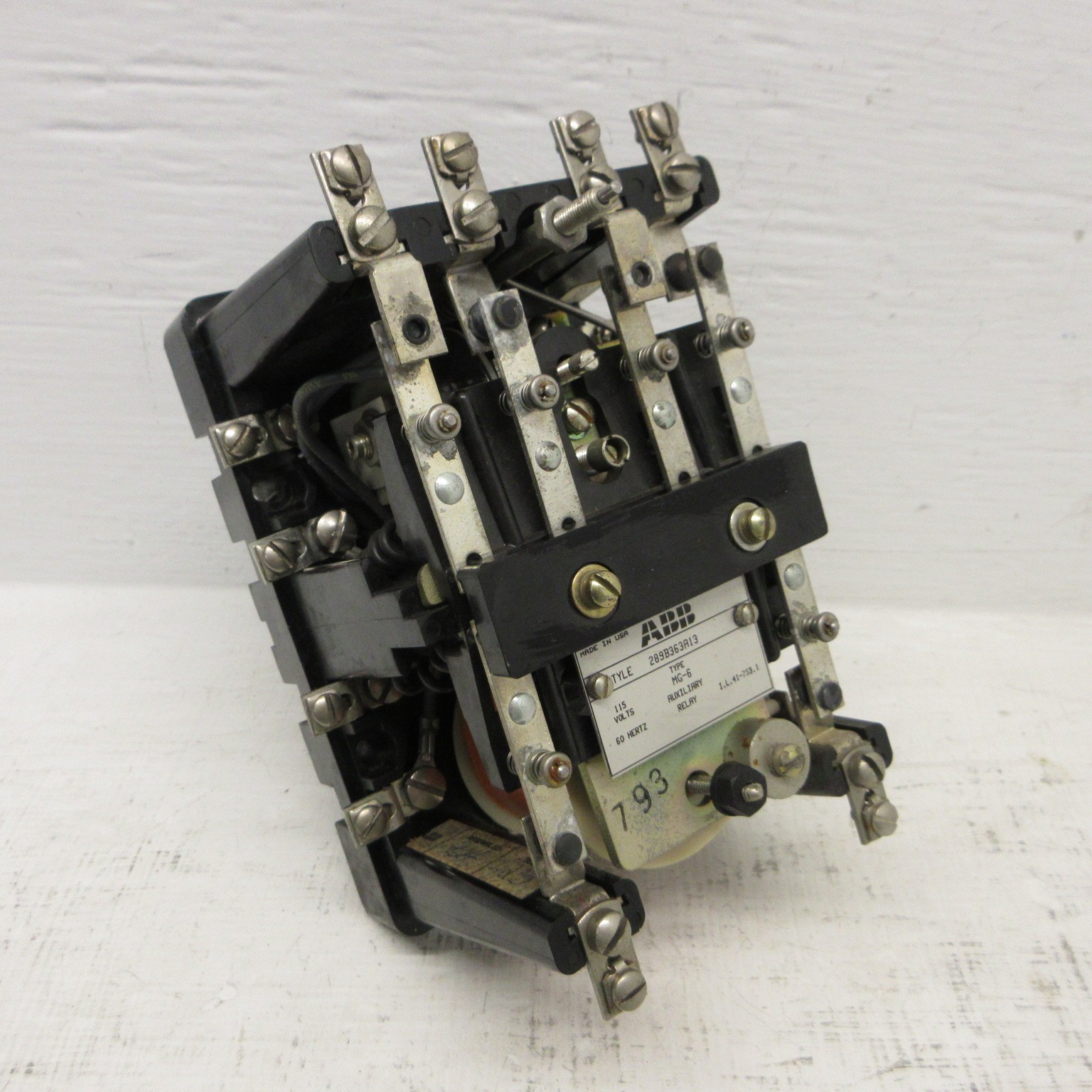 ABB 289B363A13 Auxiliary Relay MG-6 115VAC Multi-Contact Aux Relay MG6 60HZ