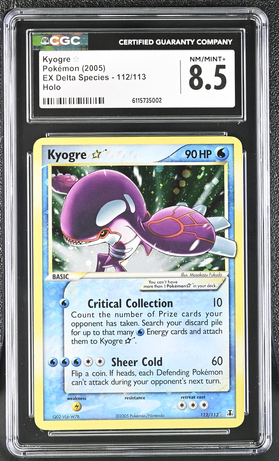 CGC 8.5 Kyogre Gold Star 2005 EX Delta Species 112/113 Holo Pokemon Card