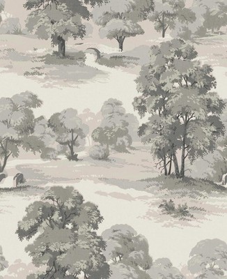 M1831_Ashdown Scenic Woodland Neutral Hellgrau Anthrazit Edle Dekor Tapete