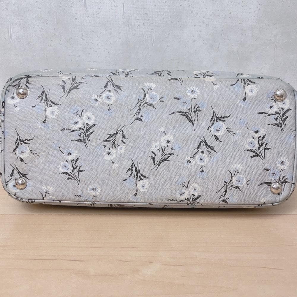 Prada Saffiano Galleria Floral Pattern Tote Grey Women's Pre-owned From Japan image 5