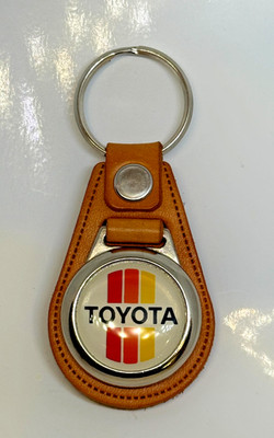 Vintage Japanese Car Logo Retro Stripes Leather Keychain Classic Import Key Ring