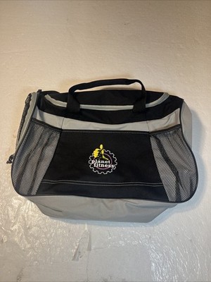 Planet Fitness Large 35L Black/Gray Polyester Zip Duffel Bag 2 Pockets Logo
