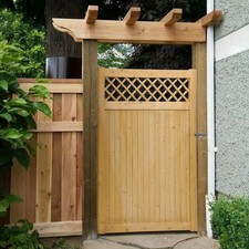 3/4/5/6Ft Tall Wooden Fence Gates Garden Gate Pedestrian Gate w/ Hinges & Latch