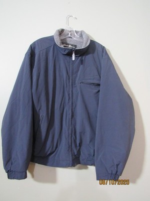 EDDIE BAUER MEN'S POLARTEC LINED WINDBREAKER JACKET NAVY BLUE L VGUC