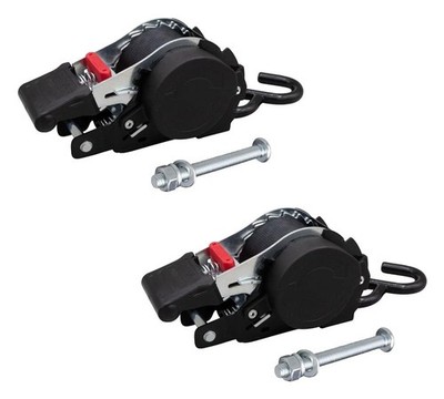 1'' Black Bolt On Retractable Ratchet Straps 2 Pack 10ft Cargo Tie Down