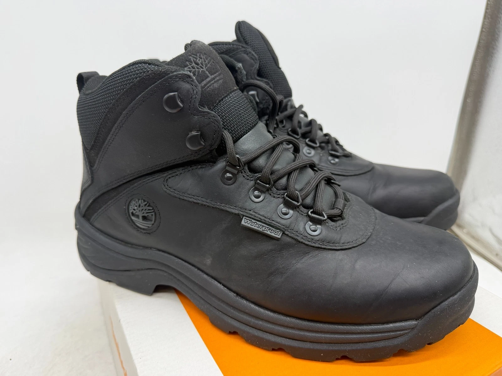 Timberland White Ledge Mid Waterproof Hiking Boots Men's Black Leather - 11 WIDE