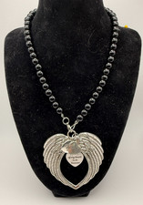 "A Piece Of My Heart Is In Heaven Mom Dad" Memorial Angel Wings w/ Charms 14"