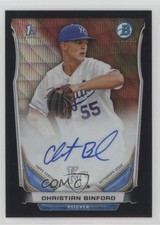 2014 Bowman Prospect Chrome Black Wave Refractor 2/50 Christian Binford Auto 2du