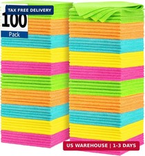 Microfiber Cleaning Cloths 12x12 Inches Pack of 100 All-Purpose Absorbent Dust