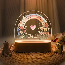 NEW Personalized Color Rainbow Night Light, Floral Plaque with Baby Name