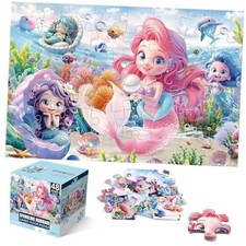 Jumbo Floor Puzzle for Toddlers  Kids Ages 3-5, 48-Piece Mermaid and Meimaid