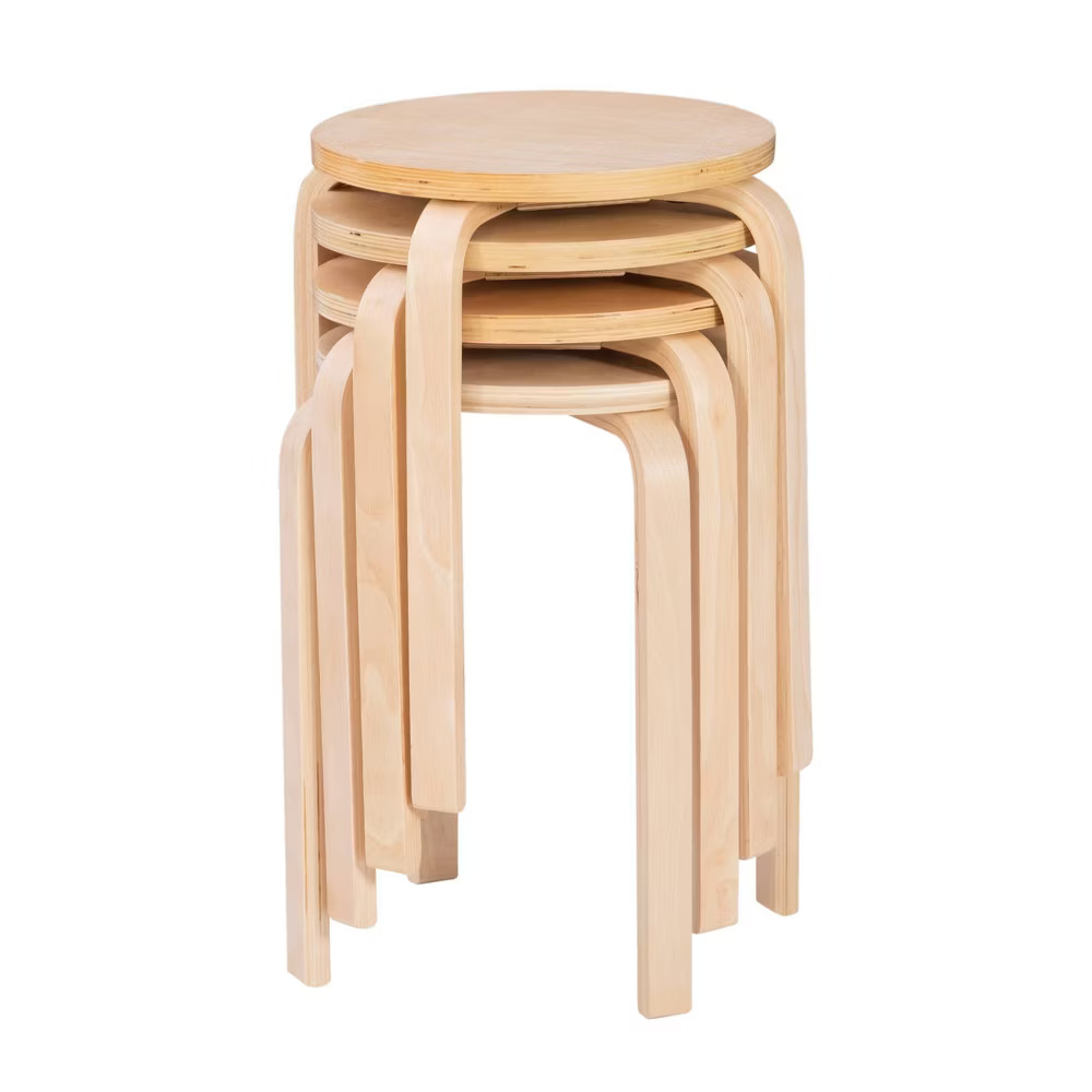 Linon Backless Armless Counter Stool Bar Round Set of 4 17.75'' Light