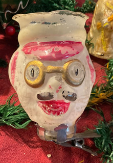 ANTIQUE GERMAN BLOWN GLASS CHAUFFEUR CANDLE LANTERN CHRISTMAS ORNAMENT