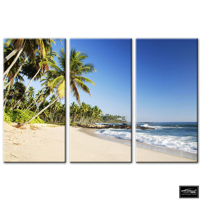 Sonnenuntergang Meereslandschaft Strand BOX GERAHMTE LEINWAND KUNST Bild HDR 280 g/m²