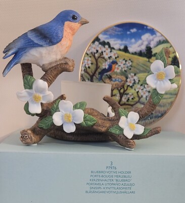 PartyLite Bluebird Votive Candle Holder Hand Painted P7976 ~ Beautiful 