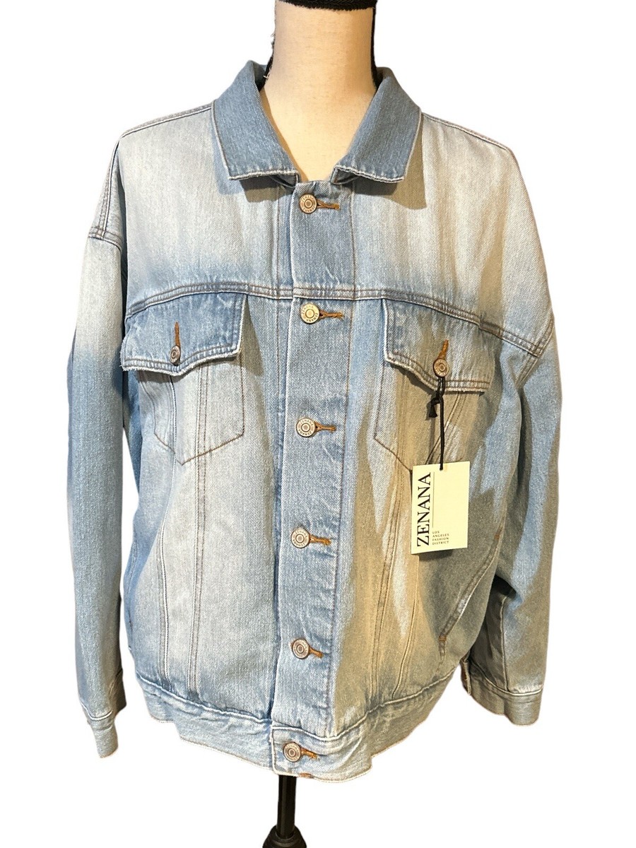 TANANA デニムジャケット NWT Zenana Denim Trucker Jacket Light Wash Blue; Button