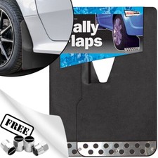 Universal Urban X Black With Chrome Plate Rally Look Car Mud Flaps Set UXRF3+CP