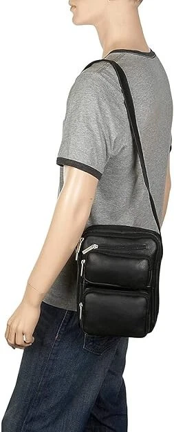 Bolsa masculina de couro Le Donne multibolsos 3 cores couro colombiano NOVA - Imagem 4 de 4