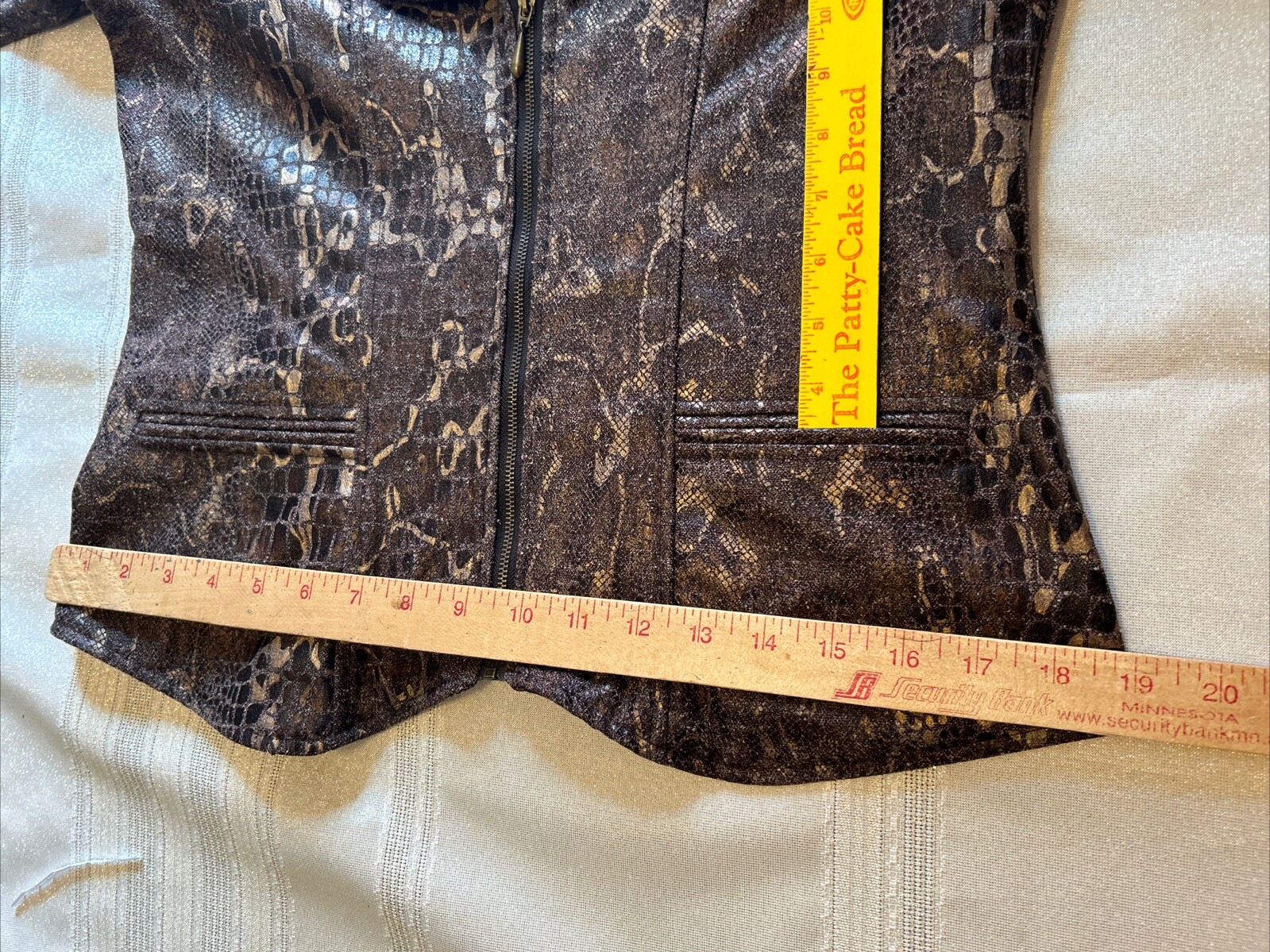 Vintage Rachel Adams Bronze Python Pattern Zipper… - image 10