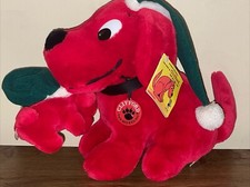 Vintage 1992 Dakin CLIFFORD The Big Red Dog Christmas Plush with Puppy Santa Hat