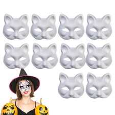 10xMasquerade Cat Face Masks DIY Party Masks Props Paintable Blank Masks Cosplay