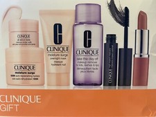 Clinique 6 PCS Skincare/ Makeup Travel Gift Set White/Orange Box