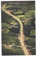 Aerial Birds Eye View Winding PENNSYLVANIA TURNPIKE PA Postcard Linen 