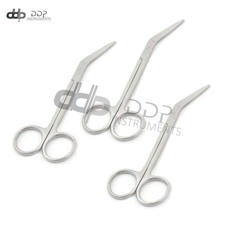 Lot Of 3 Pieces Iris Scissors 4.5'' Angled Economy Grade Stainless Steel - Afbeelding 1 van 3