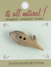 Handmade Natural Horn Toggle Buttons - Natural - 20x40mm - Dolphin Toggle