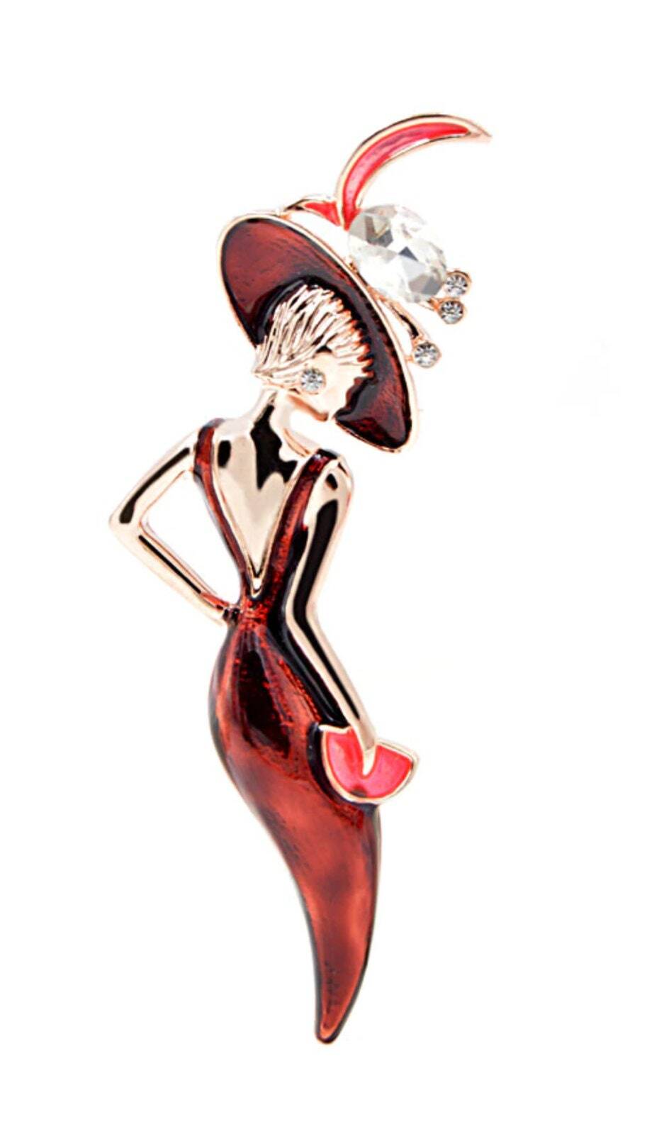 Pretty woman vintage look silver plated retro lady celebrity brooch broach pin