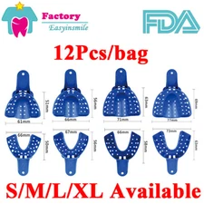 12Pc Easyinsmile Dental S/M/L/XL Perforated Plastic Impression Trays Upper/Lower