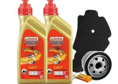 CASTROL PIAGGIO NGK Kit tagliando Castrol 5W40 filtro olio aria candele Beverly Cruiser Fuoco 500