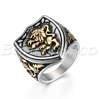 Men's Retro Charm Stainless Steel Lion King Biker Rocker Gothic Ring Band #7-#13