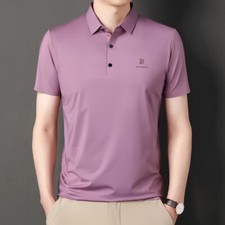 Men's Summer Breathable Polo Shirt Short Sleeve Soft Solid Polo Shirt