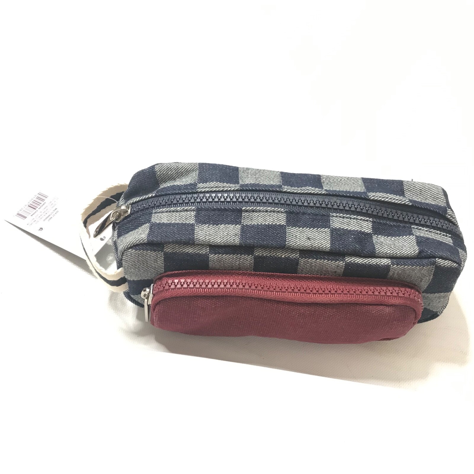 Check Print Colorblock Pouch Wild Fable Multicolor Blue Red Bag Makeup Wristlet