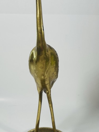 Vintage Brass Crane Heron Egret Figurine 11.5" Figure MCM decor Korea Damage - Picture 8 of 11