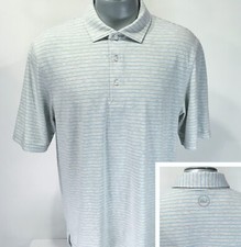 Vineyard Vines Jim Nantz L Large Polo Shirt Light Gray - Blue Striped Men