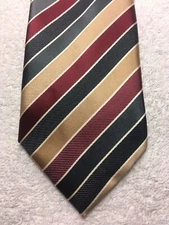BERGAMO NEW YORK MENS TIE BURGUNDY GOLD GRAY STRIPED 3.25 X 59