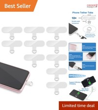 Lightweight Clear Phone Tether Tabs with Metal Hooks - Fits Most Cases 10pcs 