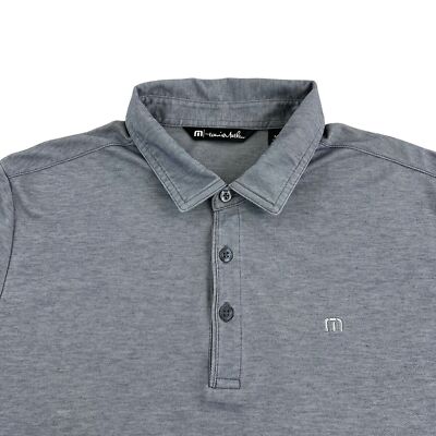 Travis Mathew Polo Shirt Men's Medium Blue Short Sleeve 1/4 Button Pima Blend