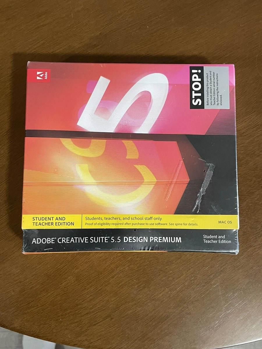 New Sealed ADOBE CREATIVE SUITE 5.5 Design Premium Student Teacher Edition  MacOS