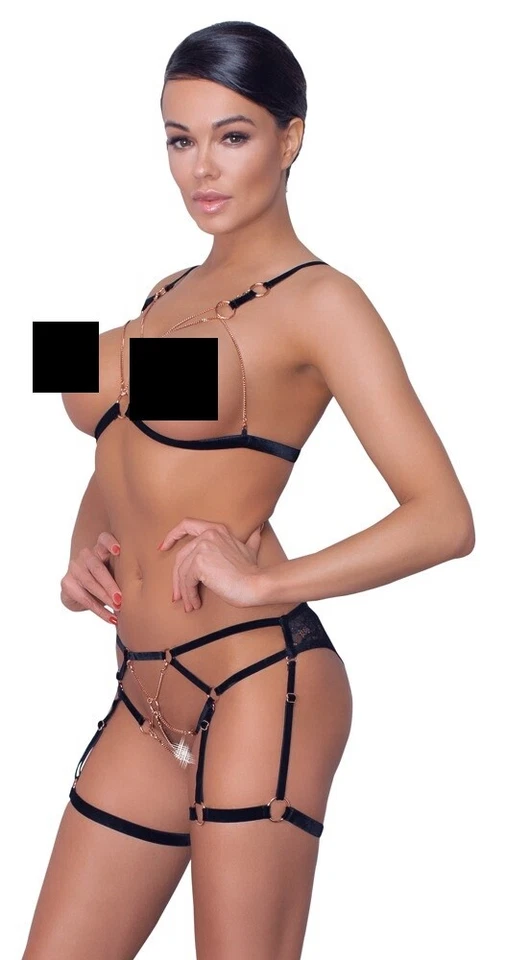 Cottelli Collection BH Set Glamour S - XL Hot Fashion Sexy Dessous Schwarz - Bild 4 von 4