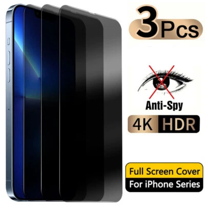 Privacy Screen Protector Tempered Glass For iPhone 17 16 15 14 13 12 11 Pro Max