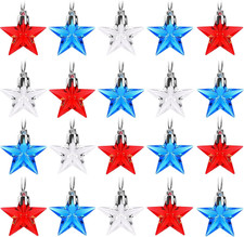 24 Pcs 4Th of July Ornaments for Tree, Patriotic Tree Ornaments Red White Blue M