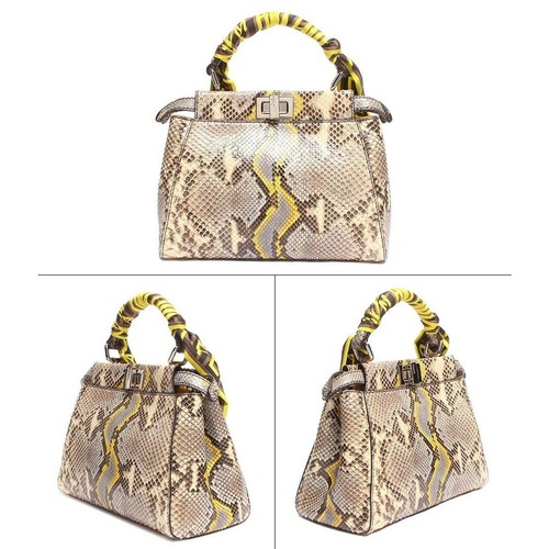 Borsa a tracolla Fendi borsa a mano ferramenta argento mini peekaboo dettagli danni angolo 9 - Foto 2 di 8