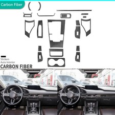 24pcs Real Carbon Fiber Interior Cover Dash Trim Kit For Mazda 3 Axela 2020-2026