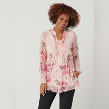 Susan Graver Romantic Floral Sheer Blouse in ...