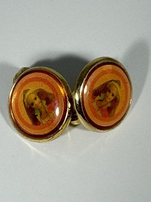 Vintage Barbie For Girls Orange& Pink Clip On Earrings Mattel Blonde Barbie Doll